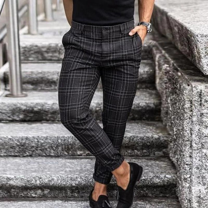 Stylish Checkered Mens Chino Trousers, Lightweight Cotton, Comfortable Fit for Casual and Semi-Formal Wear