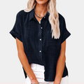 Breathable women's blouse – short sleeves, lightweight fabric, for festive occasions