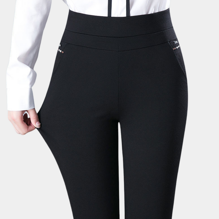 High Waist Black Stretch Trousers for Women, Comfortable Versatile Office and Casual Wear, M-4XL