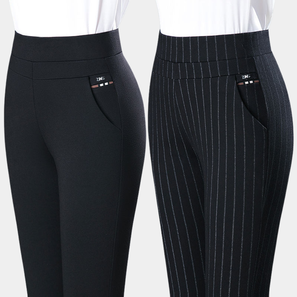 High Waist Black Stretch Trousers for Women, Comfortable Versatile Office and Casual Wear, M-4XL