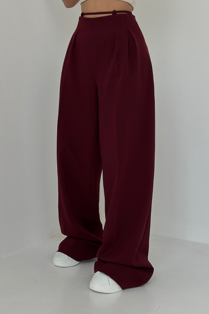 High-Waisted Wide-Leg Trousers in Dark Blue, Soft and Comfortable Palazzo Trousers for Effortless Style