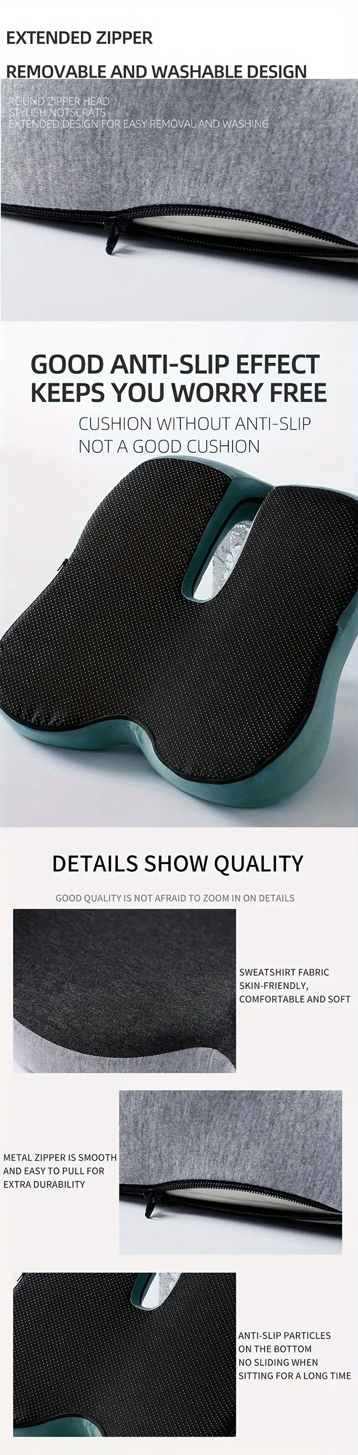 Memory Foam Seat Cushion – Ergonomic Lumbar Support for Office Chair and Car, Stress Relief