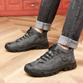 Men's Winter Trainers with Faux Fur Lining, Non-Slip Rubber Sole, Easy On/Off Design, grey and Black, Sizes 39-44