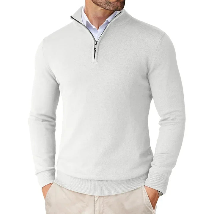 Lightweight Classic Men’s Knit Jumper - Zip Collar, Cotton