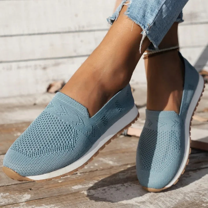 Solid colour Casual Flats Slip-On Mesh Breathable Round Toe Shoes Women&