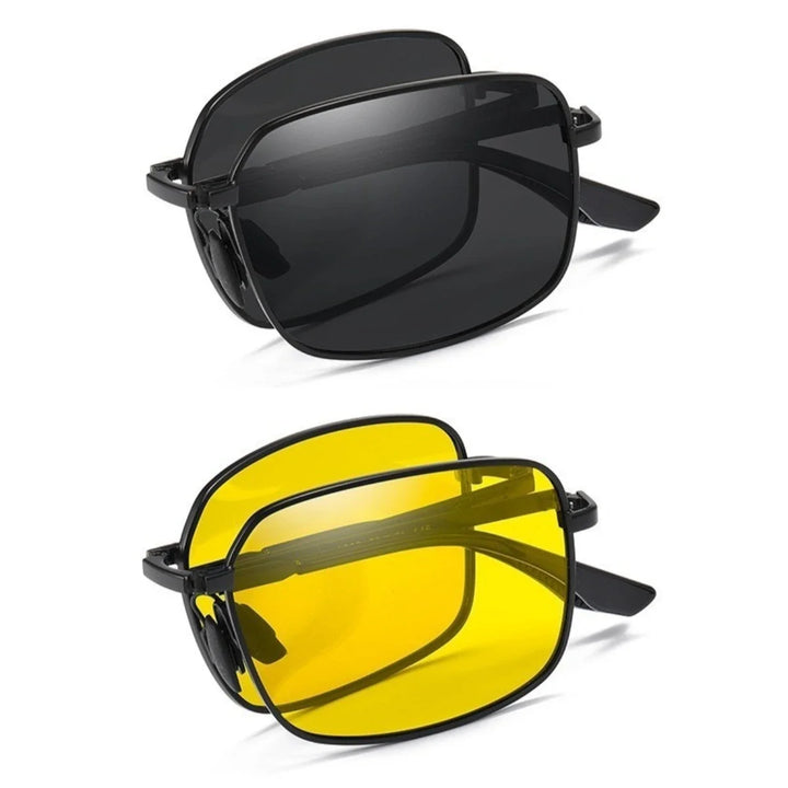 Polarized Folding Sunglasses 2 Pack Dual Use Driving Day Night colour Changing Square Frame Spring 2026 Trend