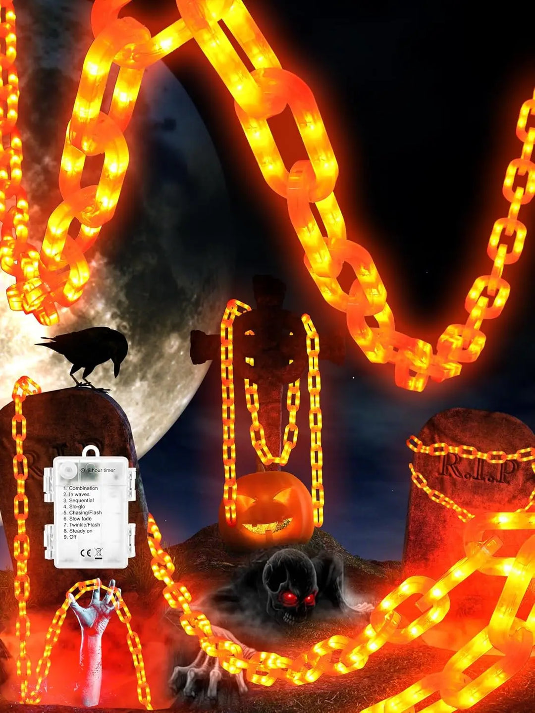 Solar Battery Halloween Chain Lights Waterproof 8 Modes