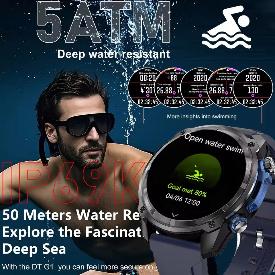GPS Smartwatch 5ATM Waterproof Rugged Military Outdoor Watch Fall 2025 Offline Maps All-Day Battery