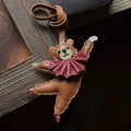 PU Leather Bag Charm Personal Dancing Bear Keychain Gift