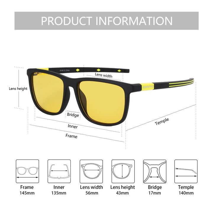 Polarized Sunglasses Square Frame Night Vision Driving Outdoor Sports Lightweight Comfort 100 Percent UV Fall 2025