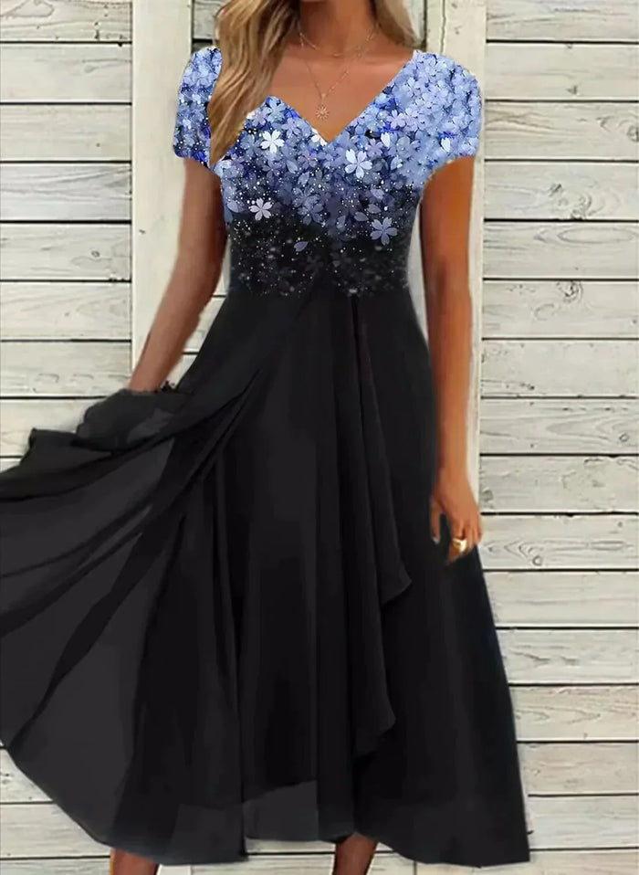 Elegant Chiffon Party Dress for Women, Knee-Length, Lightweight, Sophisticated Design for Special Occasions