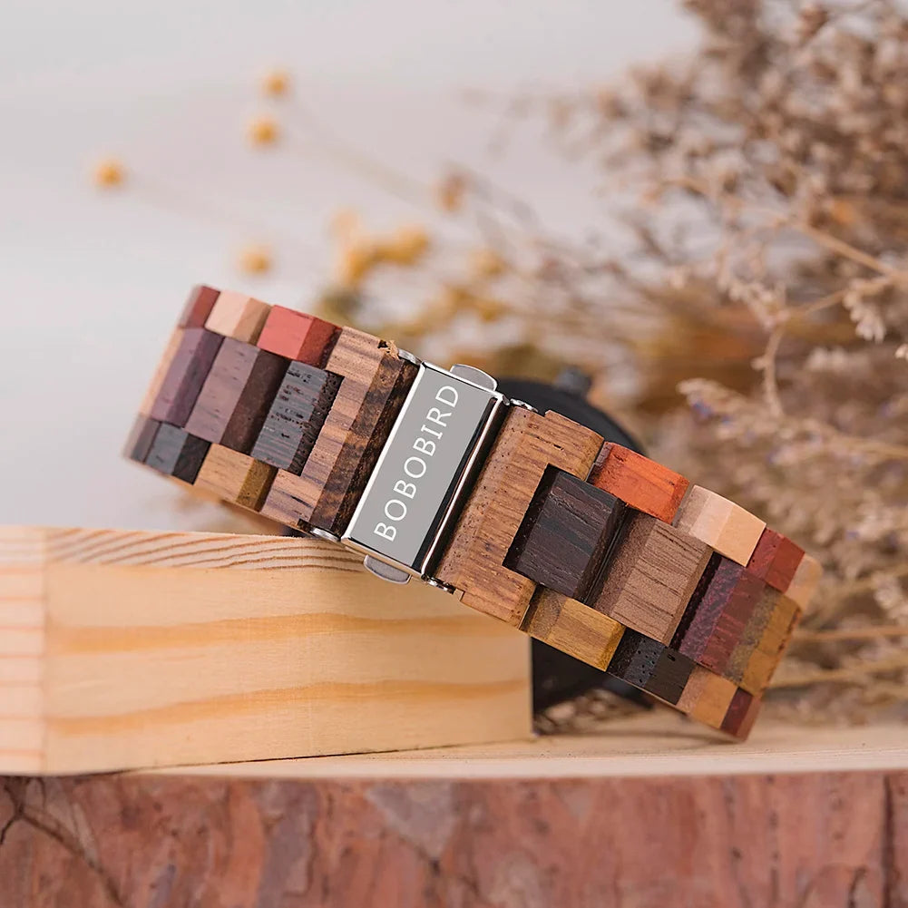 Wooden Couple Watches Handmade Quartz Date Unisex Display
