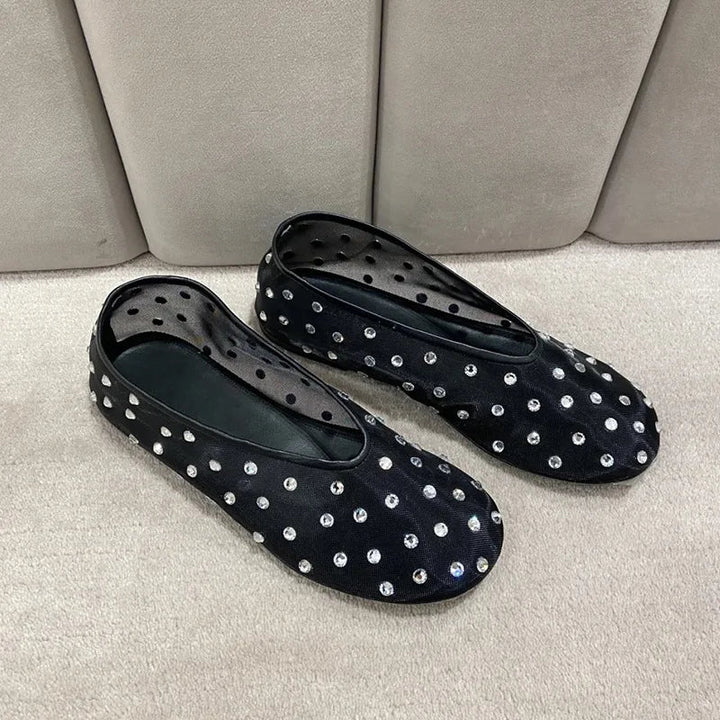Breathable Women Ballet Flats - Mesh Crystal, Casual Walking