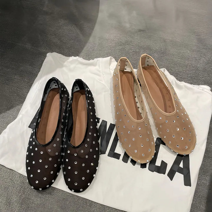 Breathable Women Ballet Flats - Mesh Crystal, Casual Walking