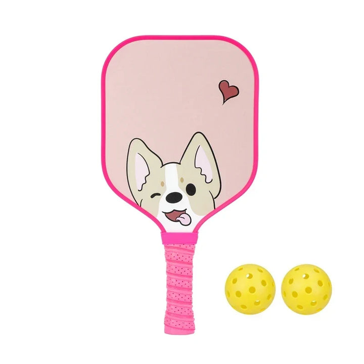 Lightweight Kids Pickleball Paddles Set with Small Grip, Honeycomb Core, Fiberglass, Ages 6-12, Includes 2 Paddles and 2 Balls
