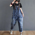 Vintage Big Pocket Suspender Jeans Trousers - Women's Casual Denim Harem Trousers