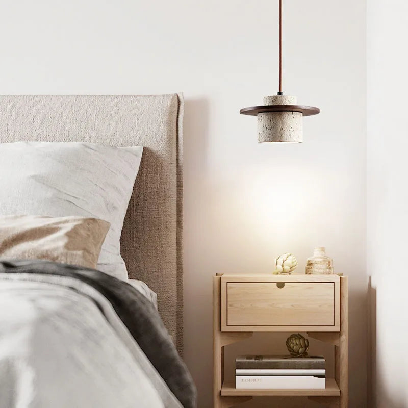 Japandi Wabi Sabi Stone Pendant Light Rustic Bedroom Cafe Lamp