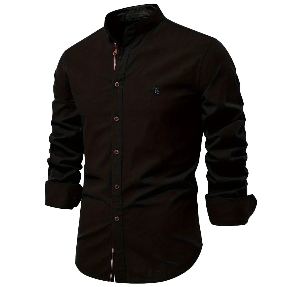 Cotton Long Sleeve Shirt for Men - Solid colour Casual Wear, High Quality