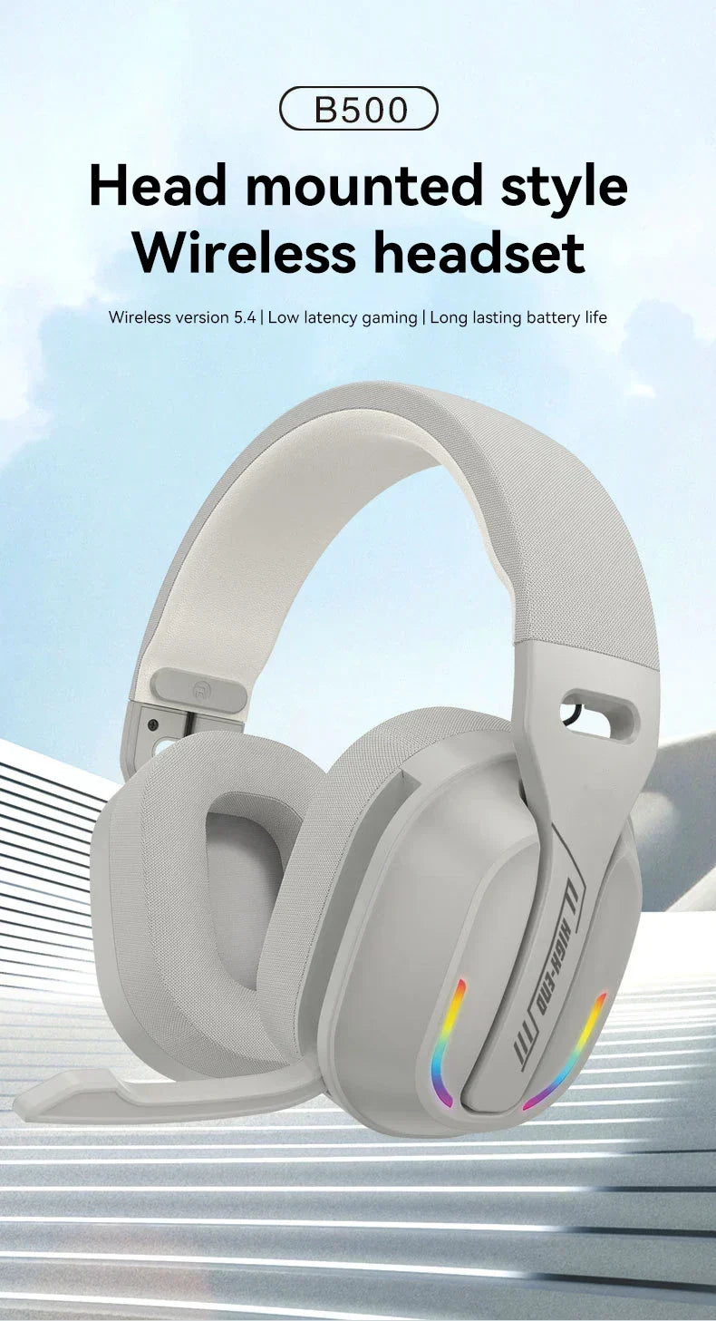 Gaming Headset Bluetooth 5.4 Wireless RGB Low Latency