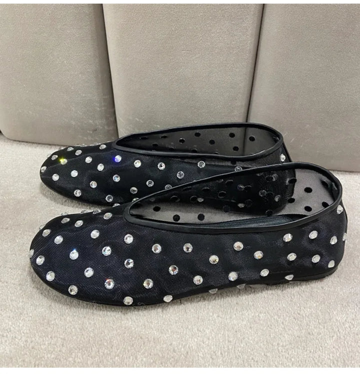 Breathable Women Ballet Flats - Mesh Crystal, Casual Walking