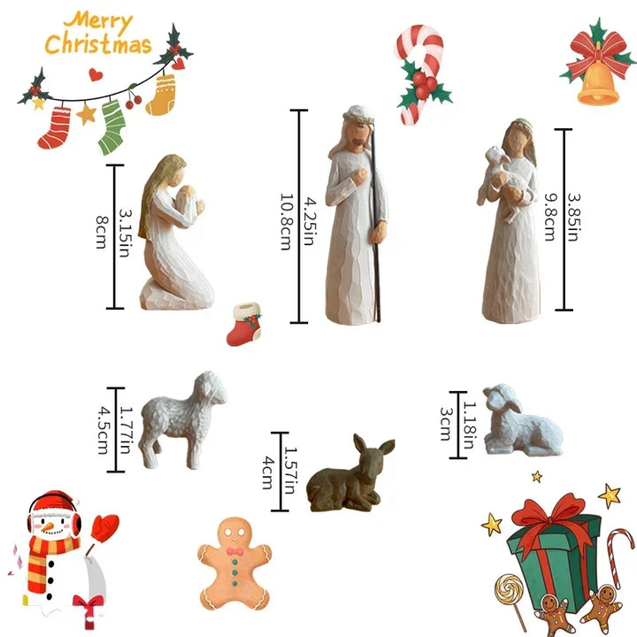 Nativity Figurine Set - Hand-Painted Resin Nativity Scene, Christmas Decor 2025 Gift Idea
