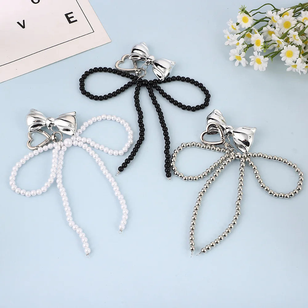 Beaded Pearl Bow Keychain Y2K Bag Charm Cute Gift Accessory