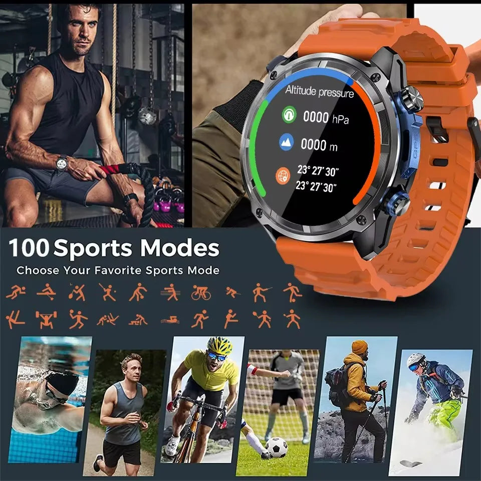 GPS Smartwatch 5ATM Waterproof Rugged Military Outdoor Watch Fall 2025 Offline Maps All-Day Battery