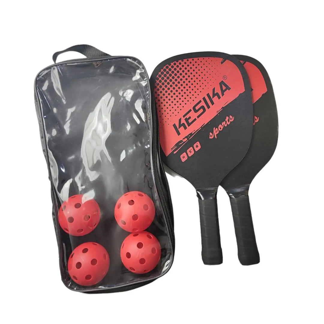 Lightweight Pickleball Paddle Set with 2 Rackets, 4 Balls, Storage Bag for Adults and Kids, High-Quality Wood Construction