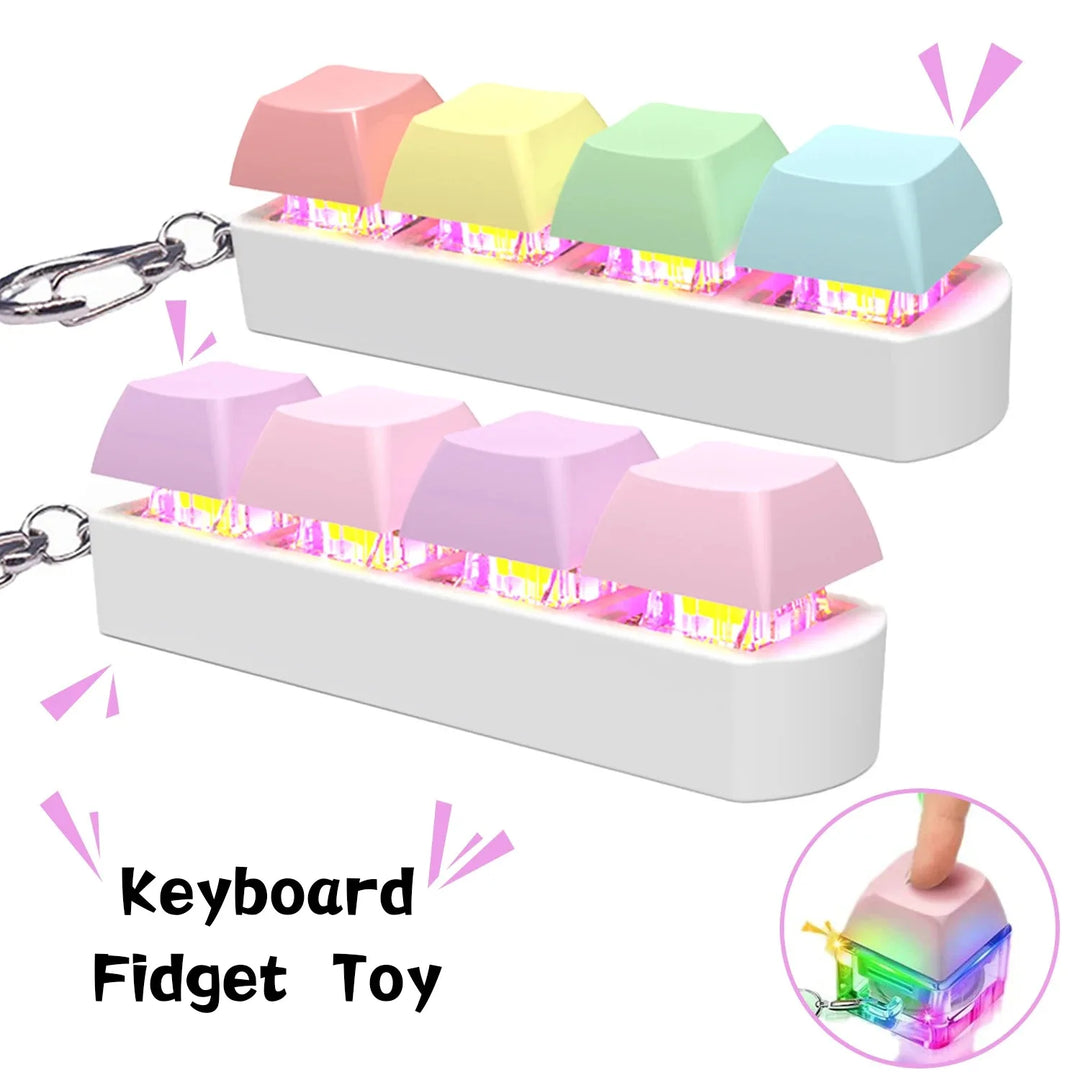 Keyboard Fidget Toy LED Keychain 4 In 1 Stress Relief