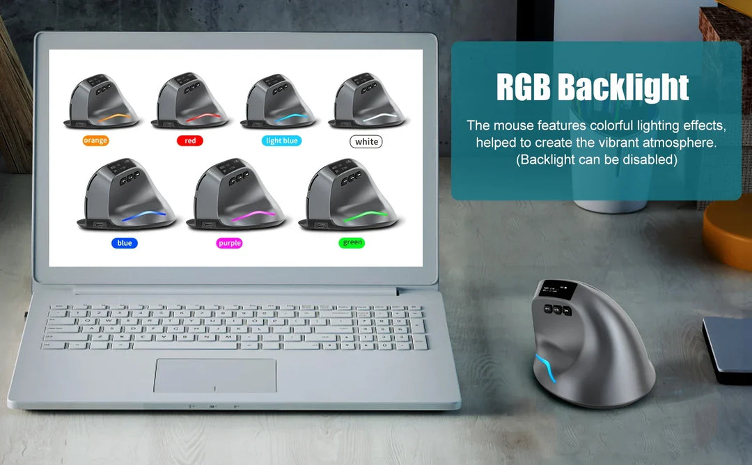 Bluetooth Vertical Ergonomic Mouse With OLED Screen