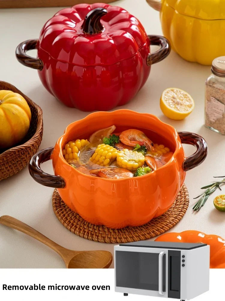 Pumpkin Soup Pot 1.4L Ceramic Bowl With Lid Halloween