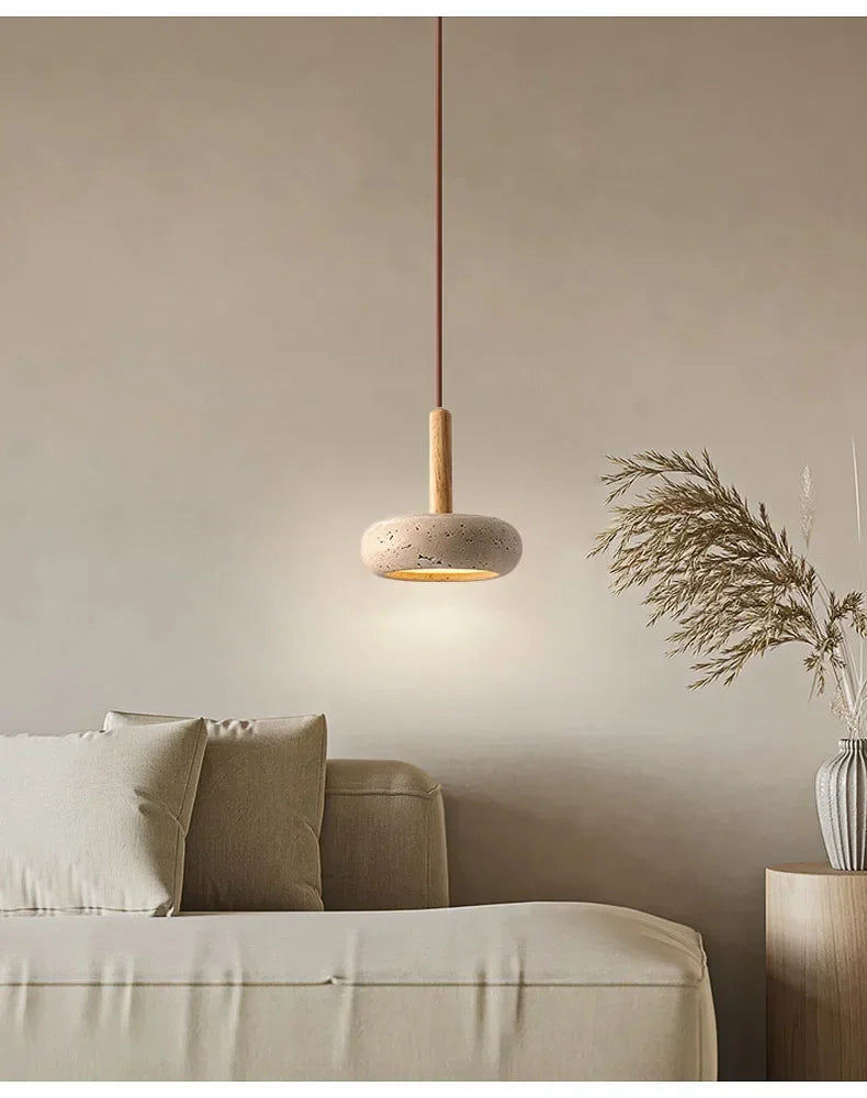 Japandi LED Pendant Lamp Yellow Stone Wabi Sabi Ambient Design
