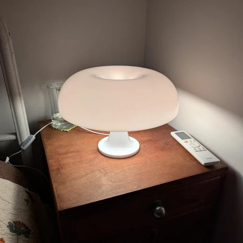 Japandi LED Mushroom Table Lamp Ivory Minimalist Bedside Lighting