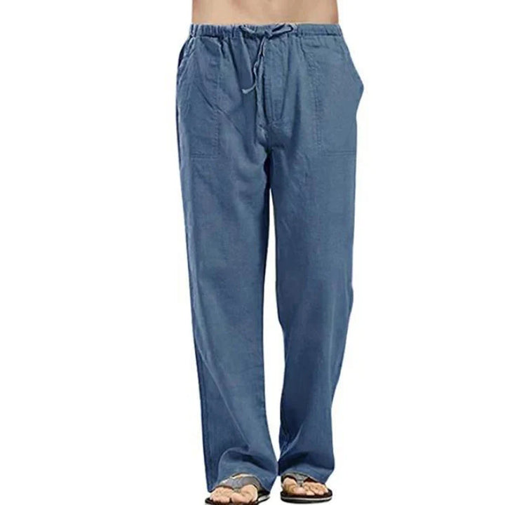 Solid colour Multi-Pocket Linen Men Trousers - Casual Breathable Summer Trouser, Large Size