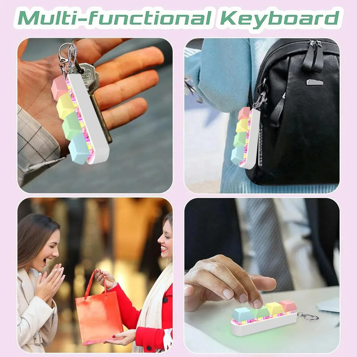Keyboard Fidget Toy LED Keychain 4 In 1 Stress Relief