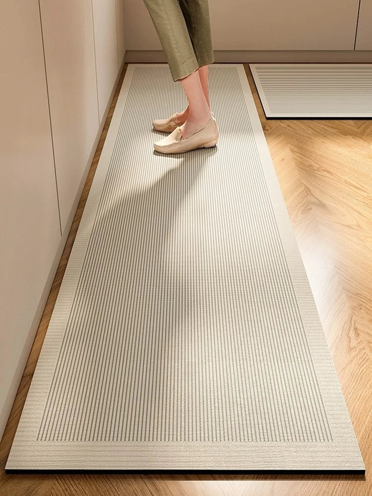 Japanese Minimalist Cream Anti Slip Floor Mat Kitchen