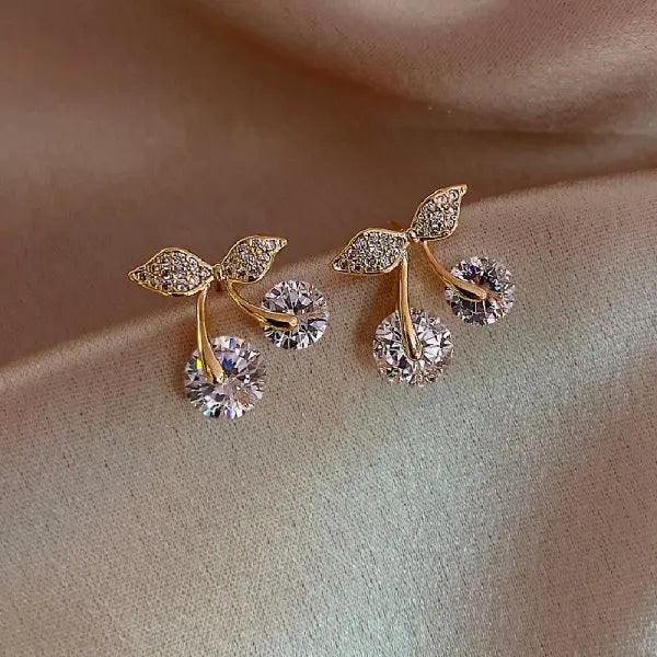 Crystal Flower Earrings Pearl Drop Gold Tone – Korean Style Party jewellery, Fall 2026 Gift Idea