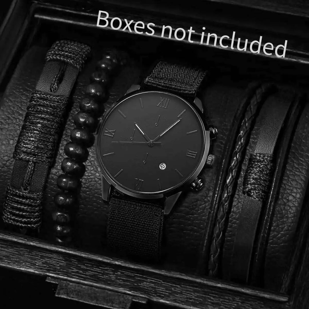 Quartz Watch And Bracelet Set Nylon Band Casual Gift