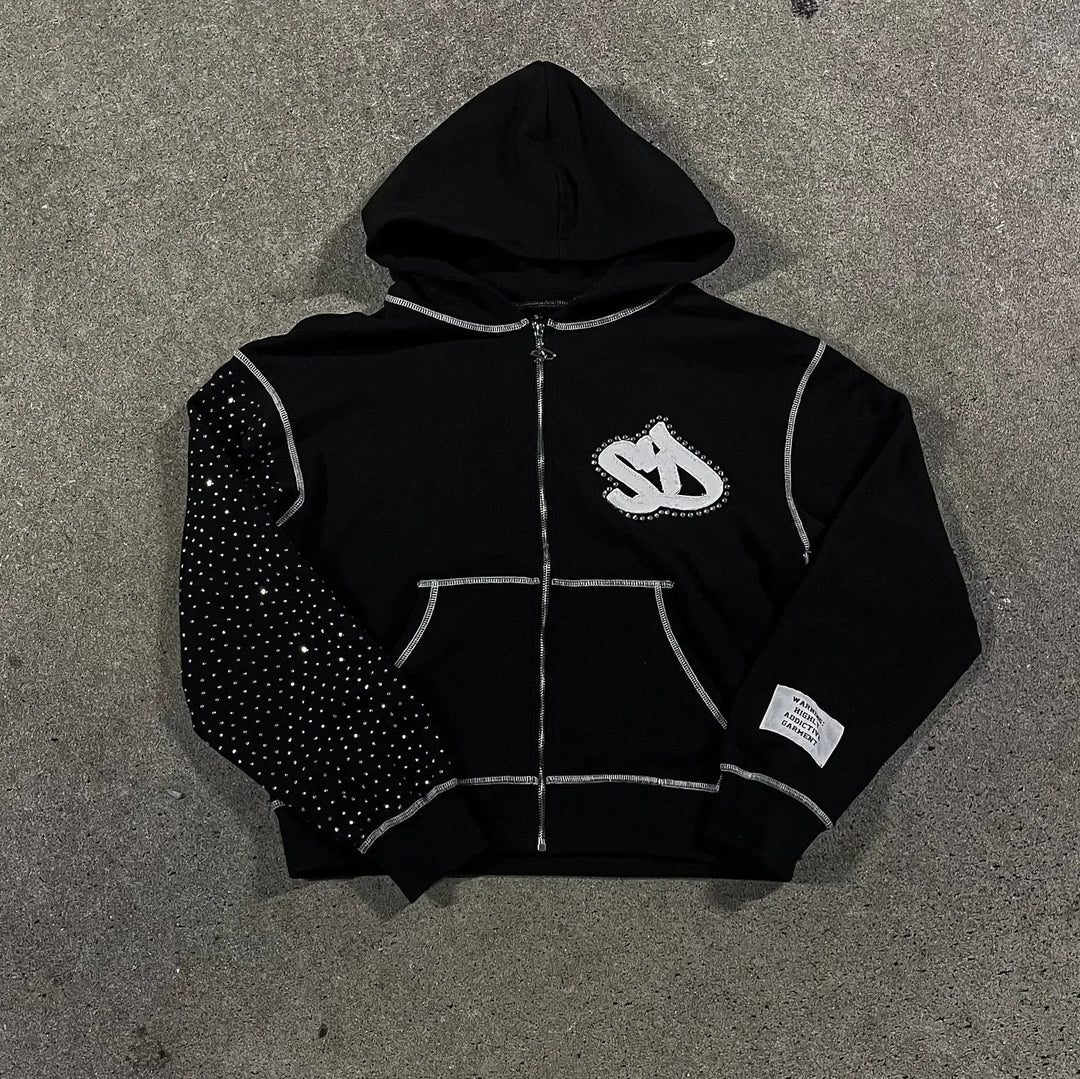 Oversized Relaxed Men Hoodie - Boxy Patchwork, Cotton Street