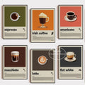 Coffee Wall Art Six Panel Minimalist Kitchen Cafe Decor