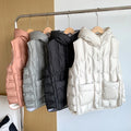 Lightweight Women Hooded Down Vest - Boxy, Down, Autumn