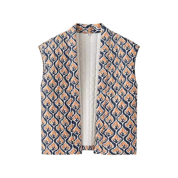 Insulating Women’s Quilted Vest - Loose Open Stitch, Cotton