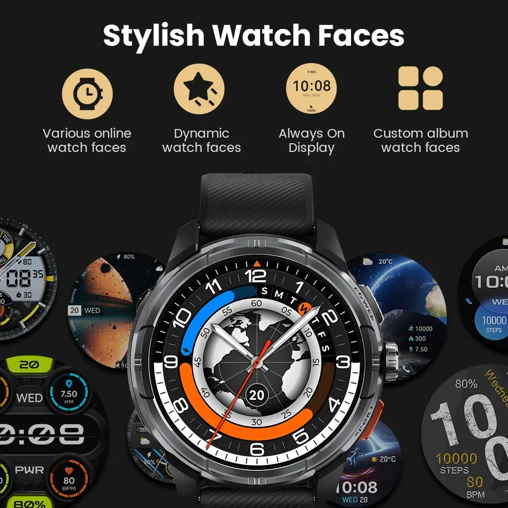 Smartwatch With GPS – 1.6-Inch AMOLED, 5ATM Waterproof, Bluetooth Calling, 22-Day Battery, Fall 2025 Gift