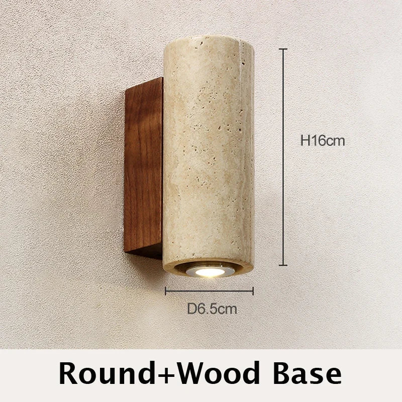 Japandi Yellow Marble LED Wall Sconce Wabi Sabi Bedside Light