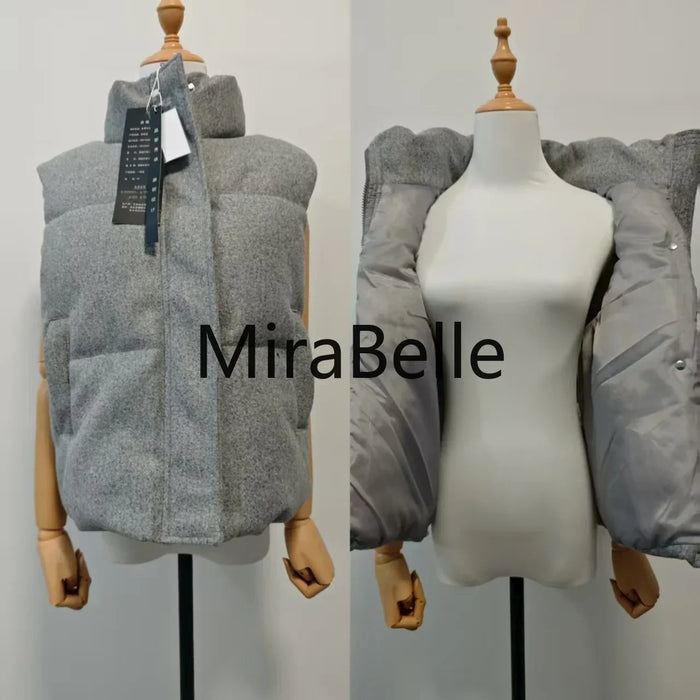 Warm Women's Puffer Vest - Boxy Quilted Polyester Winter