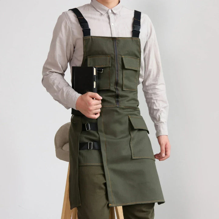 Denim Apron Adjustable Work Apron Cotton Canvas Heavy Duty Barista Apron Fall 2025 Durable Multi Pocket
