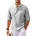 Men's Long Sleeve Stand-up Collar Pineapple Checkered Casual Shirt Top