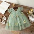 Lightweight girls' dress – classic knee-length floral mesh overlay, mesh, for wedding