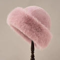 Insulating Women's Faux Fur Winter Hat - Rolled Brim, Plush