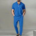 Men's Polo Shirts Set - Casual Chic Breathable Polo and Adjustable Trousers Ensemble for Comfort and Style